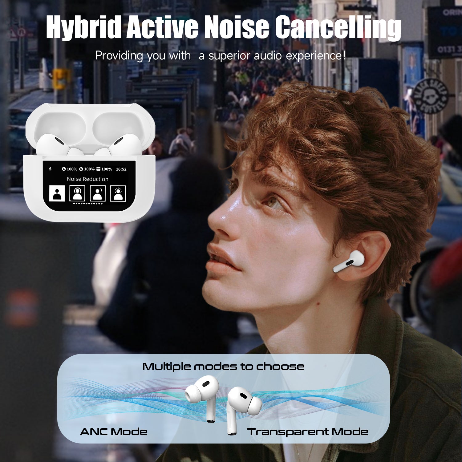 Touch Screen Earbuds Bluetooth 5.3 with Mic IPX7 Waterproof - LS STORE