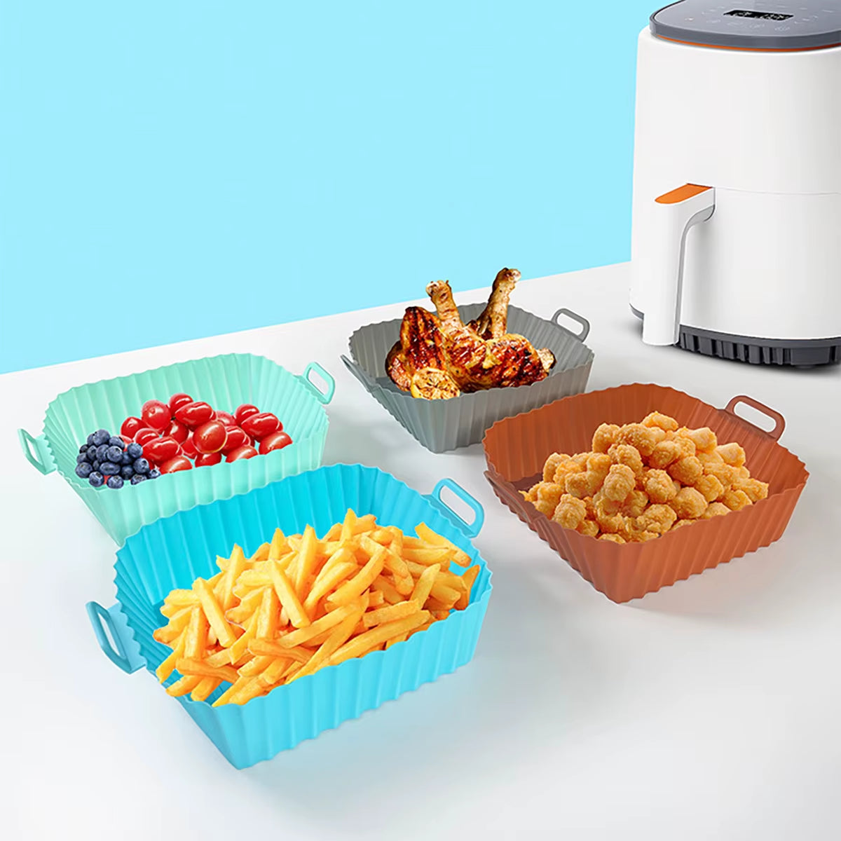 Air Fryer Silicone Liners Pot,Airfryer Basket Cooking Gadgets ,Reusable Baking Tray Non-Stick Pizza Pan Oven Kitchen Accessories