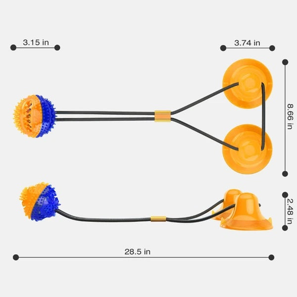 Hondenspeelgoed Met Zuignap, Hondenspeelgoed, Rubberen Bal, Multifunctioneel Speelgoed Voor Huisdieren, Robuust, Met Dubbele Zuignap, Trekken, Kauwen, Spelen