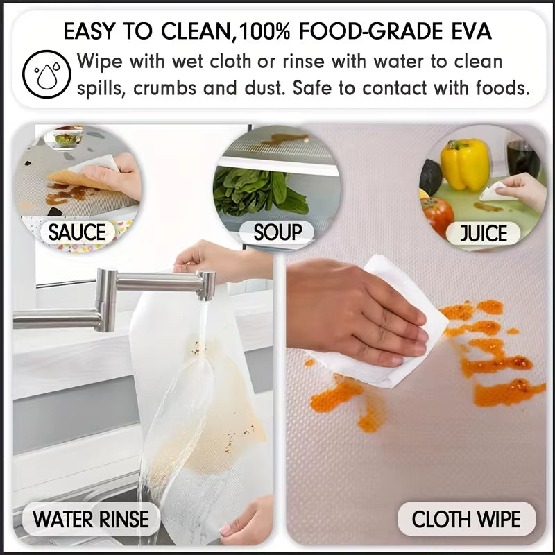 4PCS EVA Waterproof Refrigerator Liner Mat Washable Mildew Kitchen Pad Anti-Oil Cabinet Drawer Placemat Heat-Insulat Fridge Mat