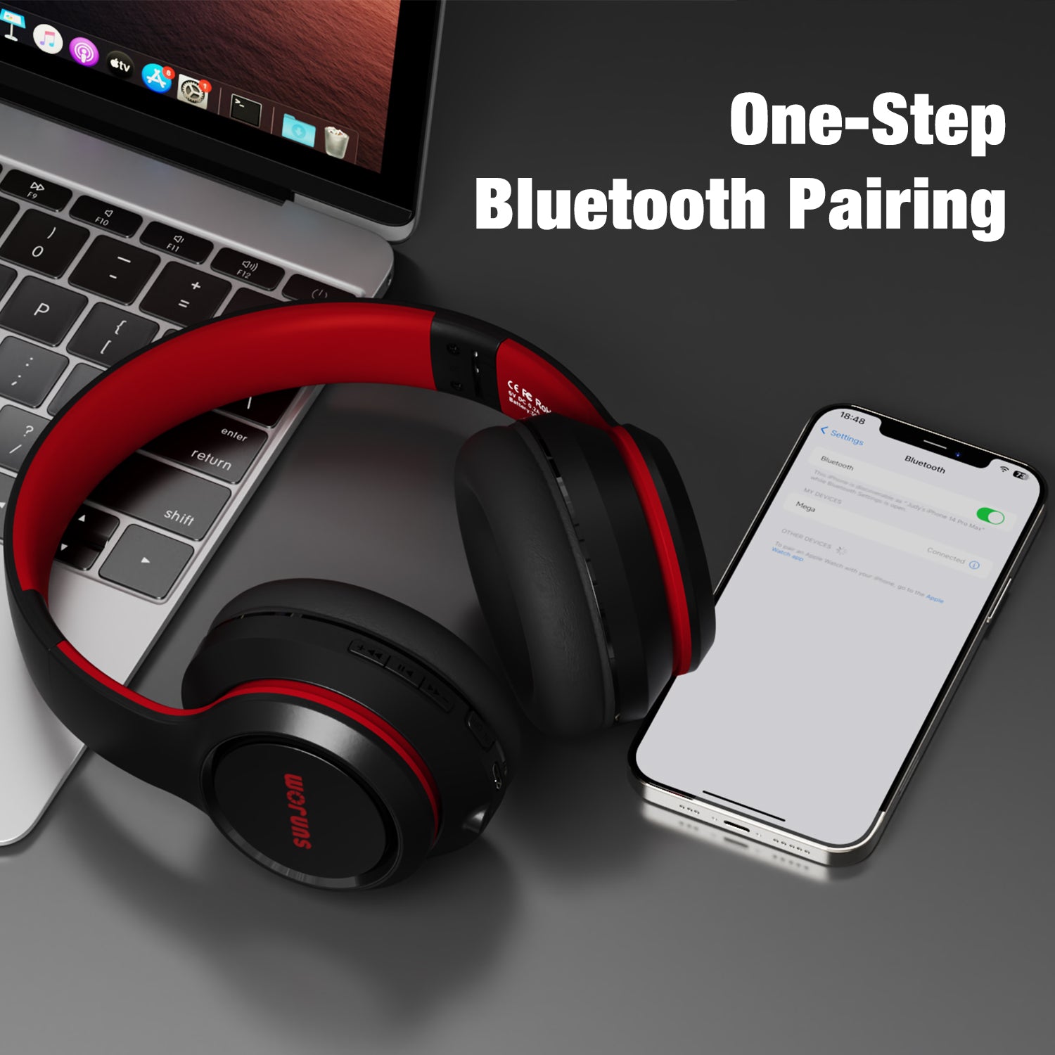 28Hours Playtime Mega Over Ear Bluetooth Headphones with Microphone Deep Bass Wireless - LS STORE