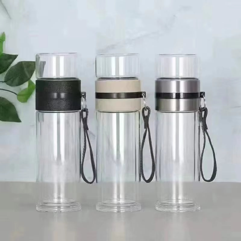 Tea Water Bottle High Borosilicate Glass Double Layer Tea Water Cup Infuser Tumbler Drinkware Water Bottle with Tea Filter