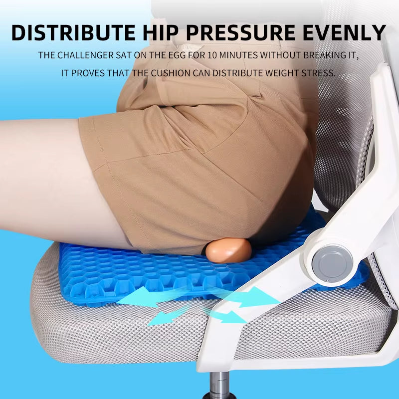 Gel Seat Cushion Summer Breathable Honeycomb Design for Pressure Relief Back Tailbone Pain - Home Office Wheelchair Chair Cars