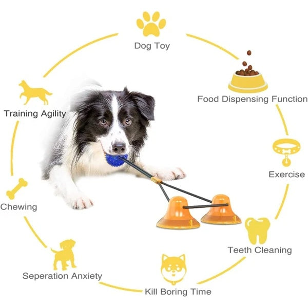 Hondenspeelgoed Met Zuignap, Hondenspeelgoed, Rubberen Bal, Multifunctioneel Speelgoed Voor Huisdieren, Robuust, Met Dubbele Zuignap, Trekken, Kauwen, Spelen
