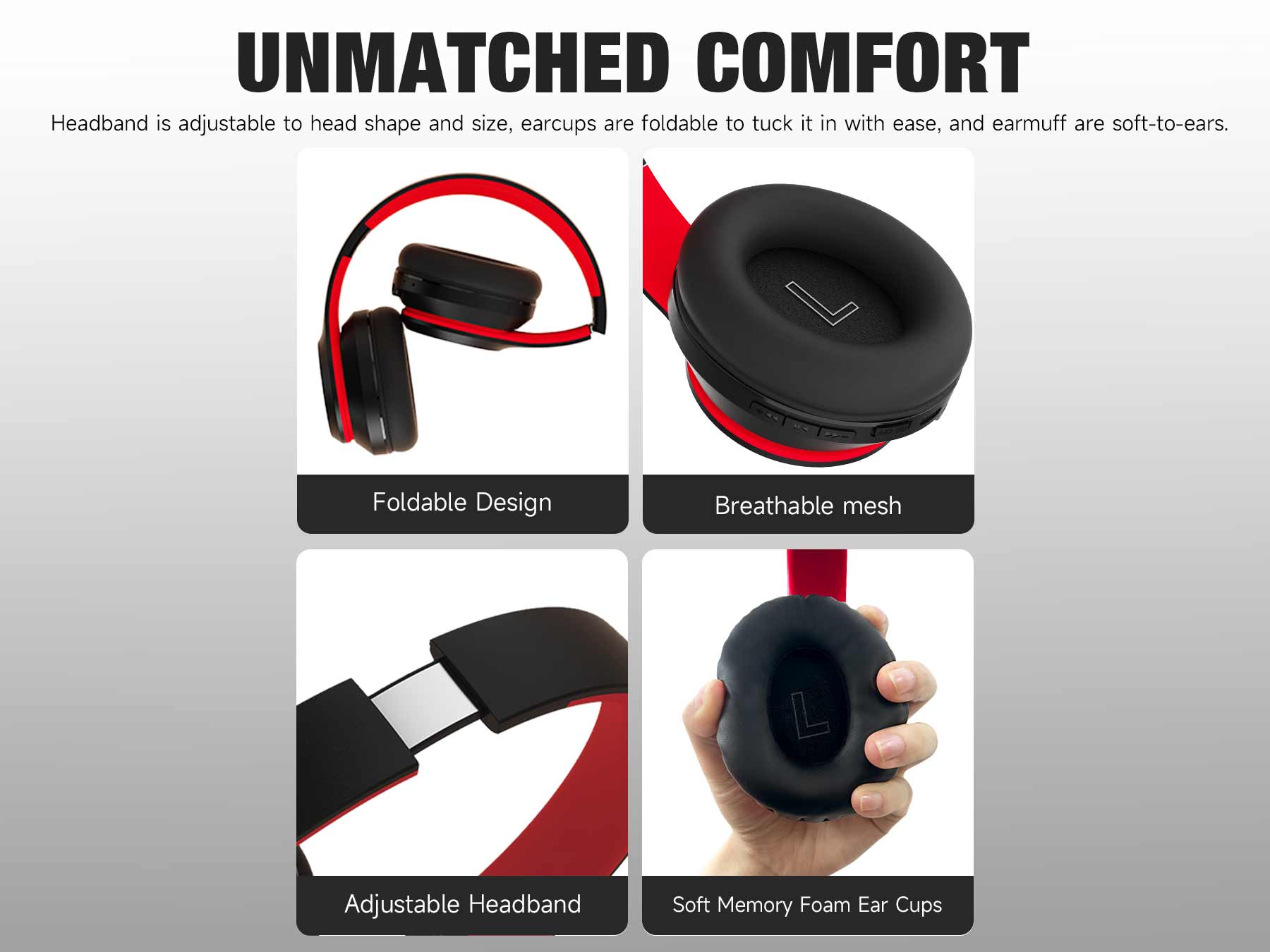 28Hours Playtime Mega Over Ear Bluetooth Headphones with Microphone Deep Bass Wireless - LS STORE