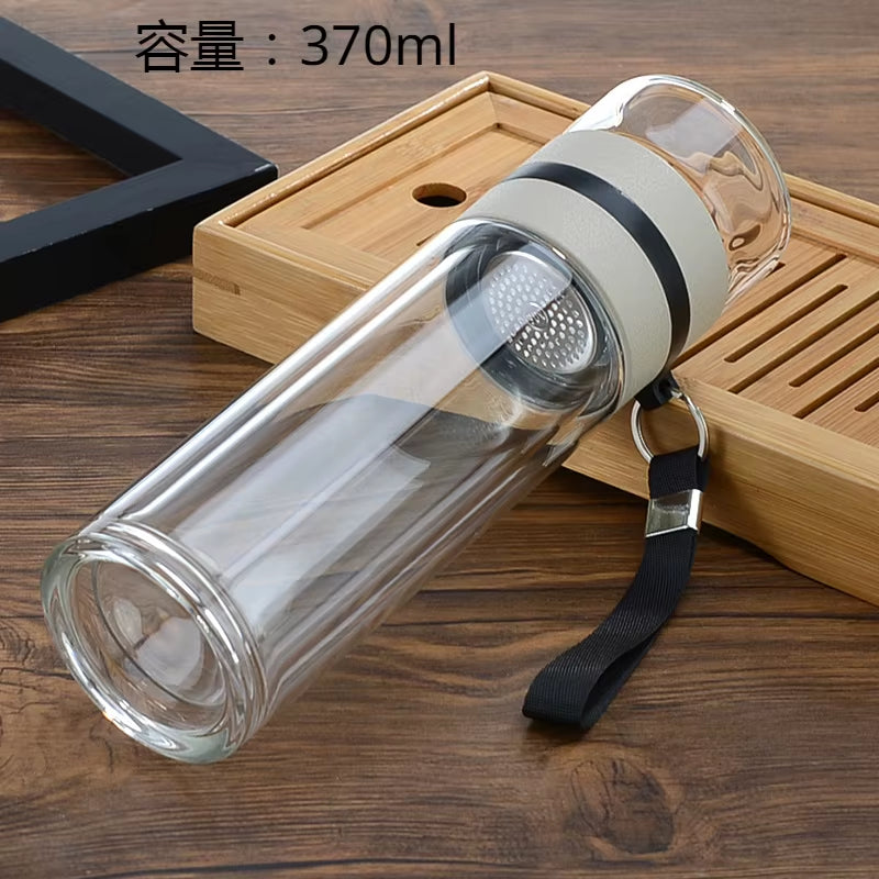 Tea Water Bottle High Borosilicate Glass Double Layer Tea Water Cup Infuser Tumbler Drinkware Water Bottle with Tea Filter