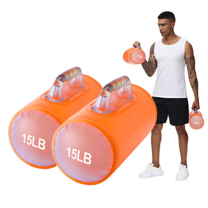 15lb Water Dumbbell Pairs Adjustable Free Weights Portable Travel Gym Fitness Home Yoga Exercise Training Set