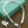 925 Silver Bracelet 6Mm 18/19/20Cm Flat Side Chain Lobster Clasp for Woman Man Wedding Engagement Jewelry