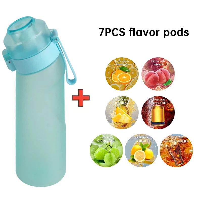 LUSOI 650ML Flavored Water Bottle with 7 Flavor Pods with Straw Suitable for Outdoor Sports for Thanksgiving/Christmas Gifts