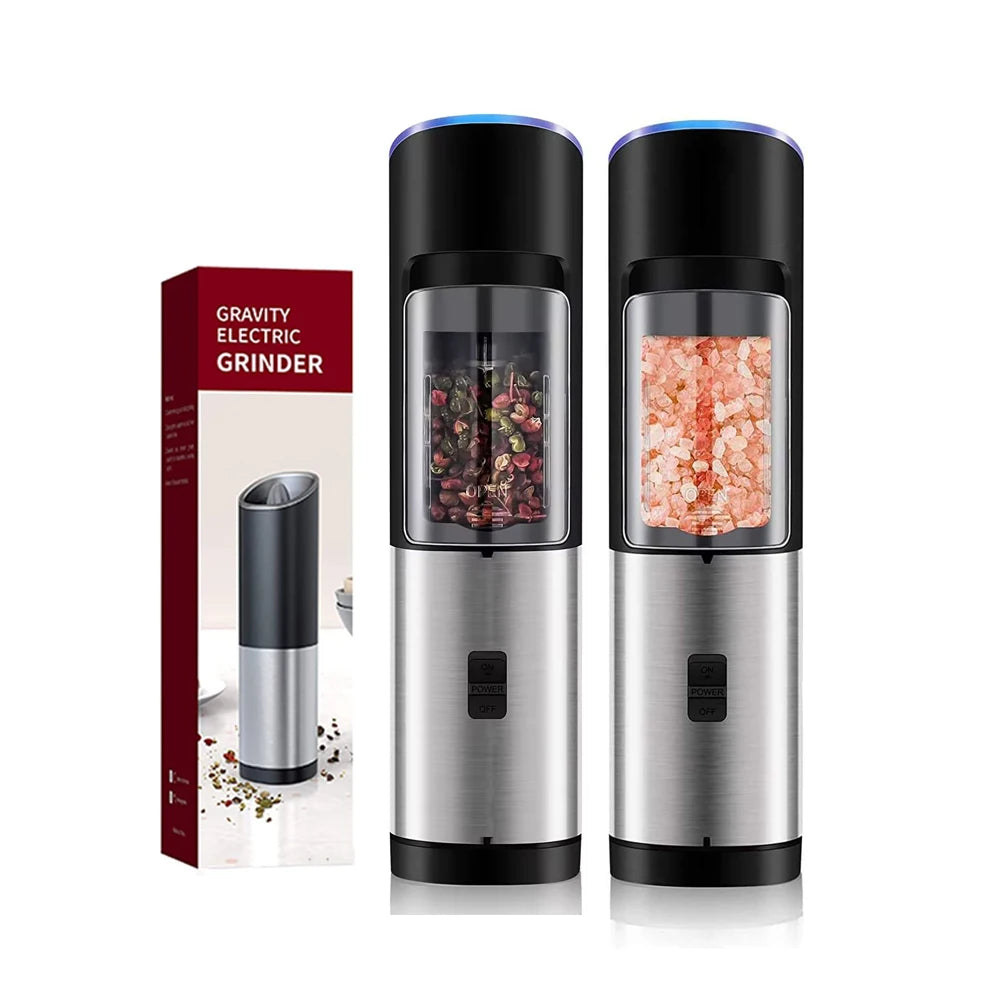 1/2Pcs Stainless Steel Electric Pepper Grinder Spice Salt Pepper Mills Adjustable Coarseness BBQ Tools Kitchen Mill Grinders