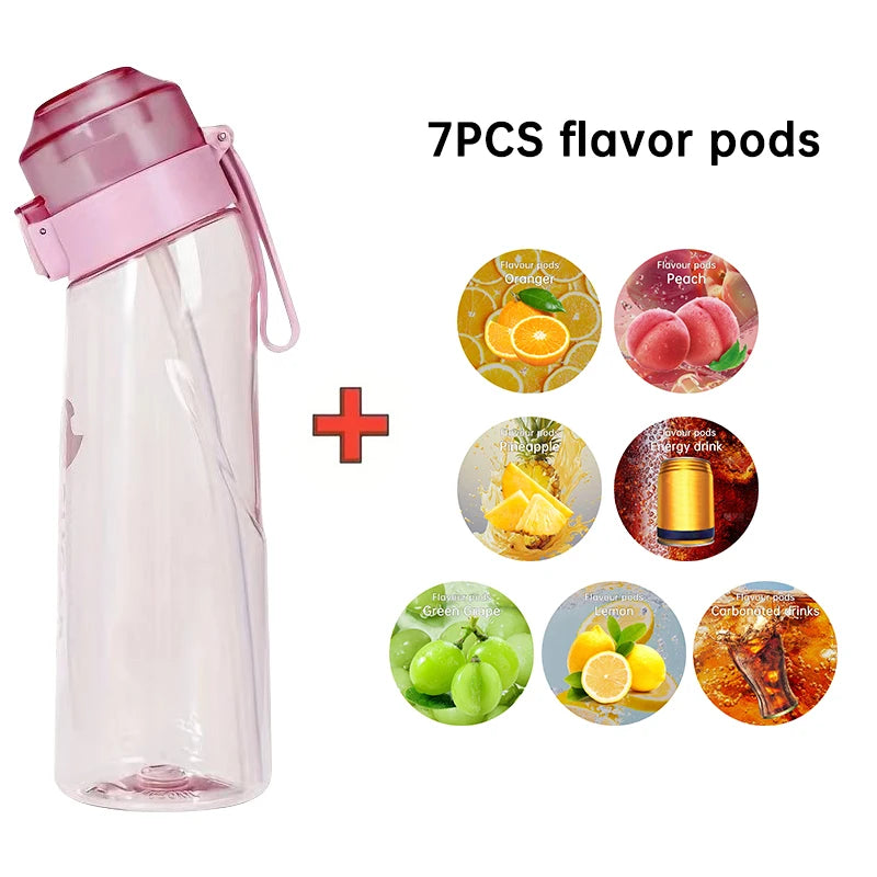 LUSOI 650ML Flavored Water Bottle with 7 Flavor Pods with Straw Suitable for Outdoor Sports for Thanksgiving/Christmas Gifts