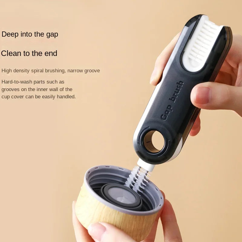 3 in 1 Bottle Gap Cleaner Brush Multifunctional Cup Cleaning Brushes Water Bottles Clean Tool Mini Silicone U-Shaped Brush