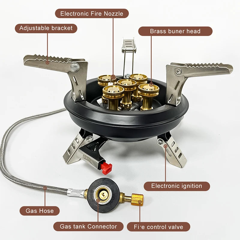 -201A Portable Camping Gas Stove 16000W High Pressured Propane Butane Gas Burner Outdoor Emergency Stove with Piezo Ignition