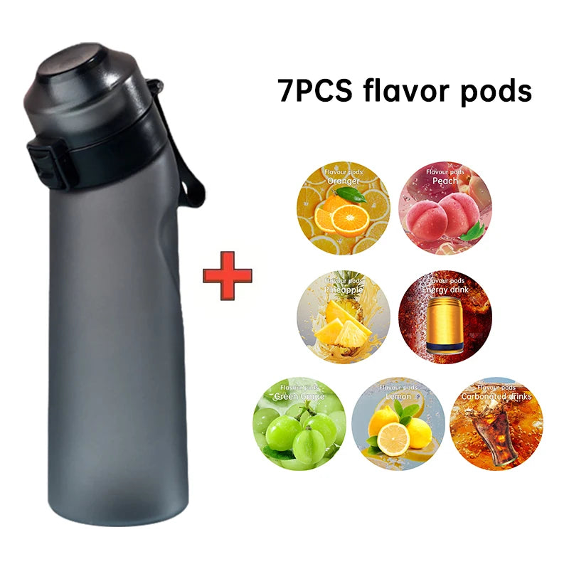 LUSOI 650ML Flavored Water Bottle with 7 Flavor Pods with Straw Suitable for Outdoor Sports for Thanksgiving/Christmas Gifts