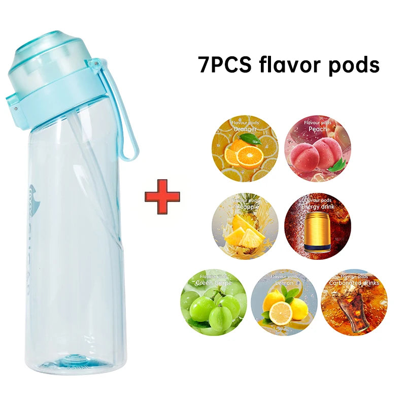 LUSOI 650ML Flavored Water Bottle with 7 Flavor Pods with Straw Suitable for Outdoor Sports for Thanksgiving/Christmas Gifts