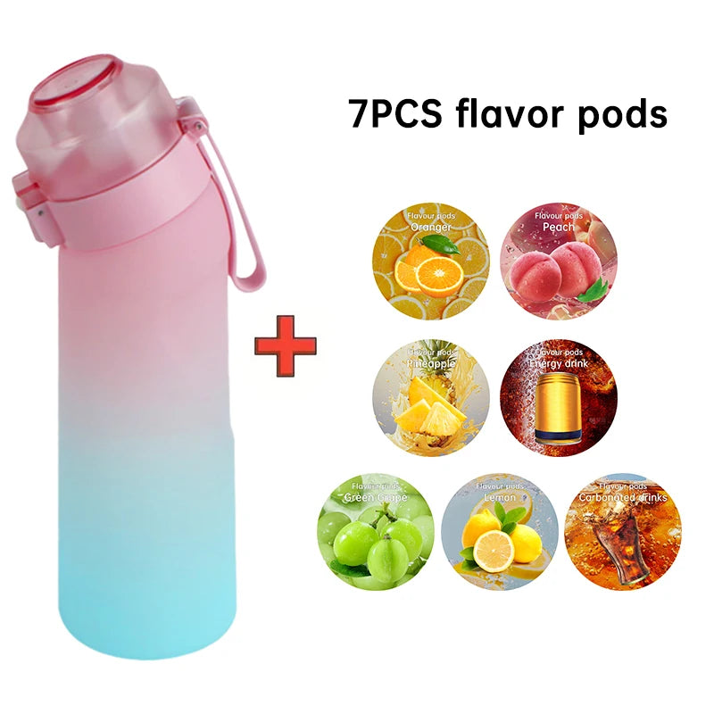 LUSOI 650ML Flavored Water Bottle with 7 Flavor Pods with Straw Suitable for Outdoor Sports for Thanksgiving/Christmas Gifts