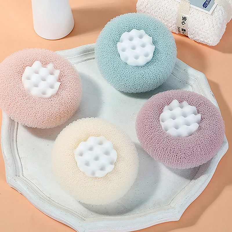 Round Sunflower Shower Ball Super Soft Massage Bath Ball with Suction Cup Brush Bath Towel Mud Sponge Bathroom Accessories