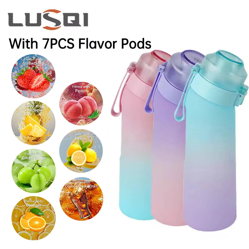 LUSOI 650ML Flavored Water Bottle with 7 Flavor Pods with Straw Suitable for Outdoor Sports for Thanksgiving/Christmas Gifts