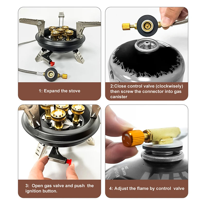 -201A Portable Camping Gas Stove 16000W High Pressured Propane Butane Gas Burner Outdoor Emergency Stove with Piezo Ignition