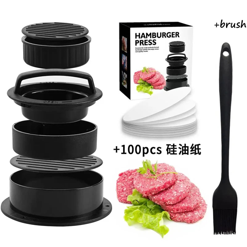 3 In1Hamburger Meat Press Maker round Shape Non-Stick Stuffed Burger Patties Beef Grill Pie Press Mould Maker Kitchen