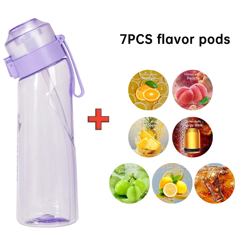 LUSOI 650ML Flavored Water Bottle with 7 Flavor Pods with Straw Suitable for Outdoor Sports for Thanksgiving/Christmas Gifts