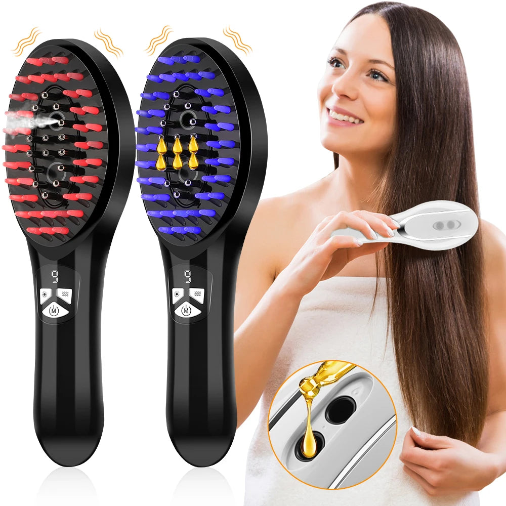 EMS Head Massage Comb anti Hair Loss Infrared Hair Growth Comb Vibration Scalp Massager Essence Oil Applicator Hair Scalp Brush