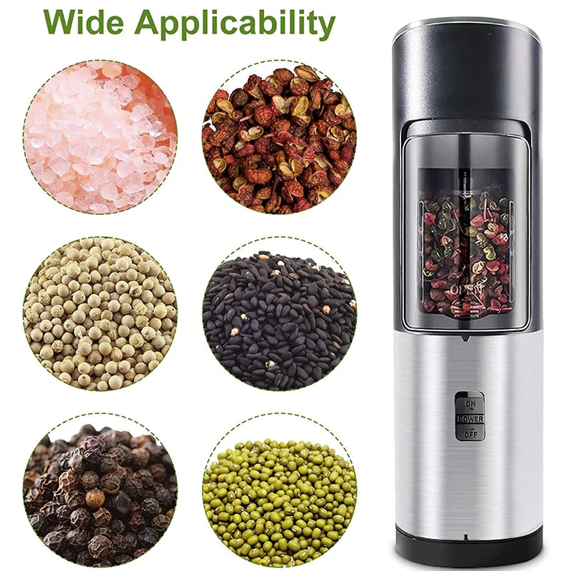 1/2Pcs Stainless Steel Electric Pepper Grinder Spice Salt Pepper Mills Adjustable Coarseness BBQ Tools Kitchen Mill Grinders