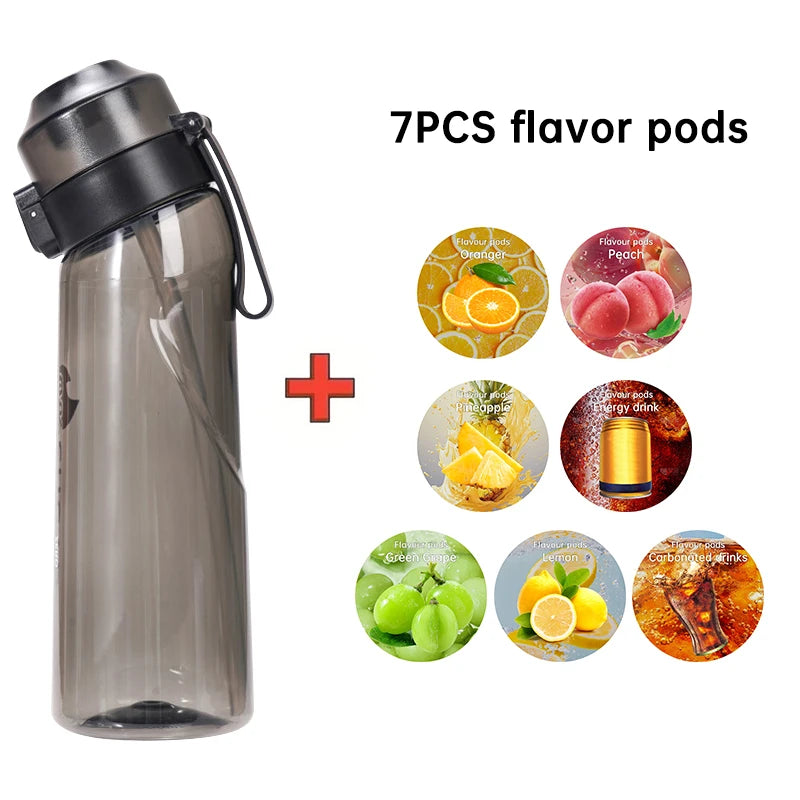 LUSOI 650ML Flavored Water Bottle with 7 Flavor Pods with Straw Suitable for Outdoor Sports for Thanksgiving/Christmas Gifts