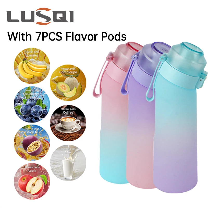 LUSOI 650ML Flavored Water Bottle with 7 Flavor Pods with Straw Suitable for Outdoor Sports for Thanksgiving/Christmas Gifts