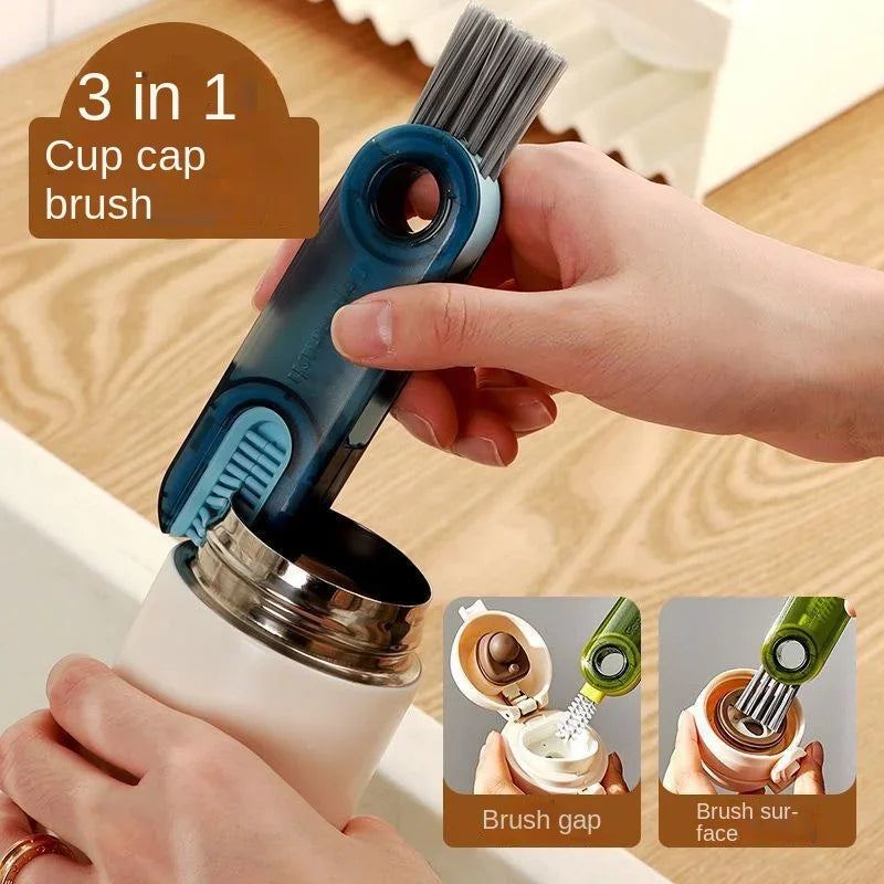 3 in 1 Bottle Gap Cleaner Brush Multifunctional Cup Cleaning Brushes Water Bottles Clean Tool Mini Silicone U-Shaped Brush