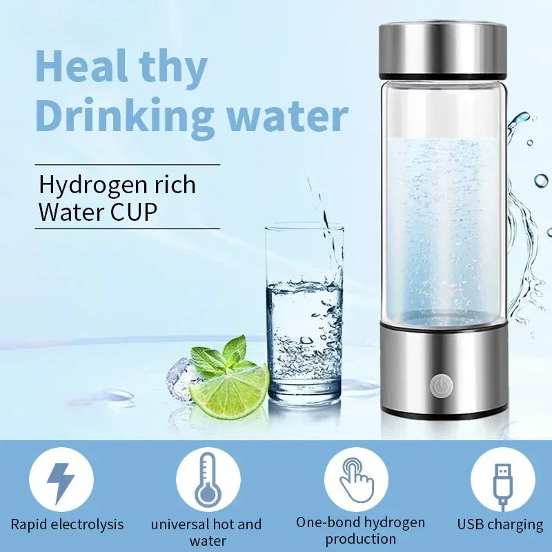 Rich Hydrogen Oxygen Water Cup H2 Inhalation Device Water Bottle SPE PEM Dual Chamber Maker Lonizer Healthcare Water Cup