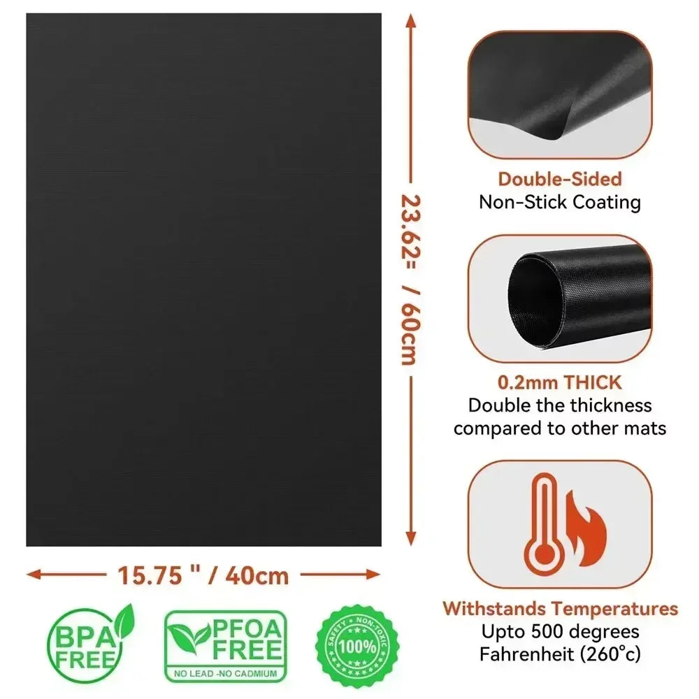 Non-Stick Protector Mat Oven Liners for Bottom of Electric Gas Oven Reusable Heat Resistant Grill Mats