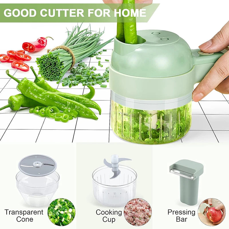 5 in 1 Electric Vegetable Cutter Set Portable, Rechargeable, Wireless Food Processor & Chopper Machine for Pepper, Garlic& Meat