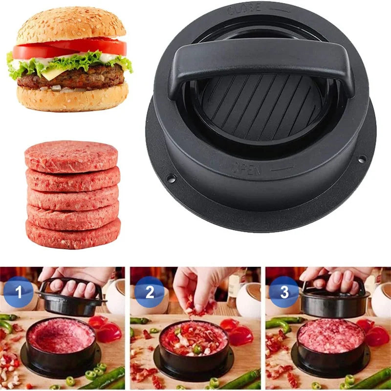 3 In1Hamburger Meat Press Maker round Shape Non-Stick Stuffed Burger Patties Beef Grill Pie Press Mould Maker Kitchen