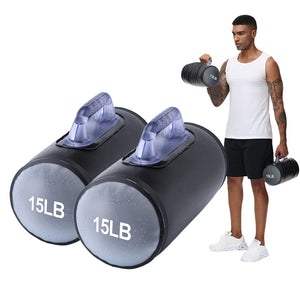 15lb Water Dumbbell Pairs Adjustable Free Weights Portable Travel Gym Fitness Home Yoga Exercise Training Set