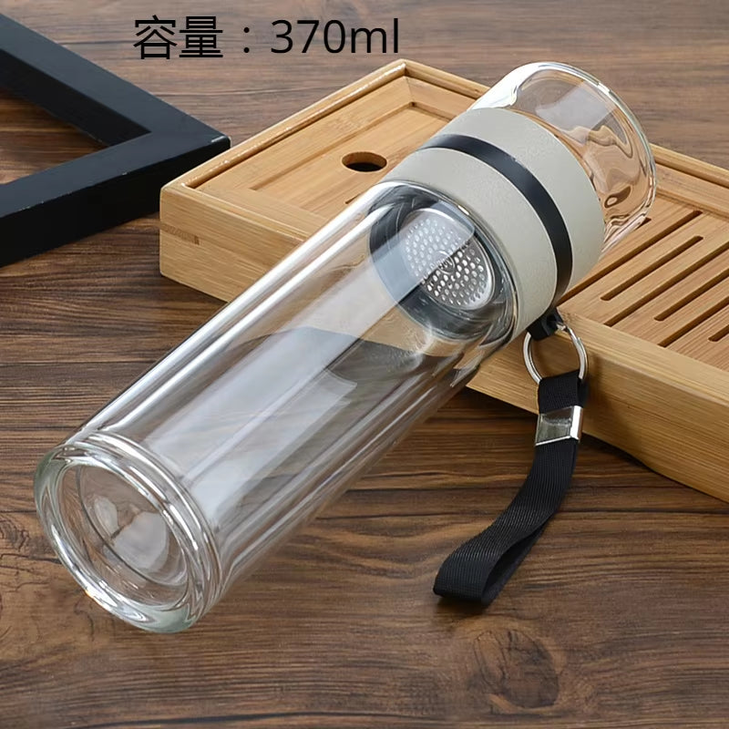 Tea Water Bottle High Borosilicate Glass Double Layer Tea Water Cup Infuser Tumbler Drinkware Water Bottle with Tea Filter