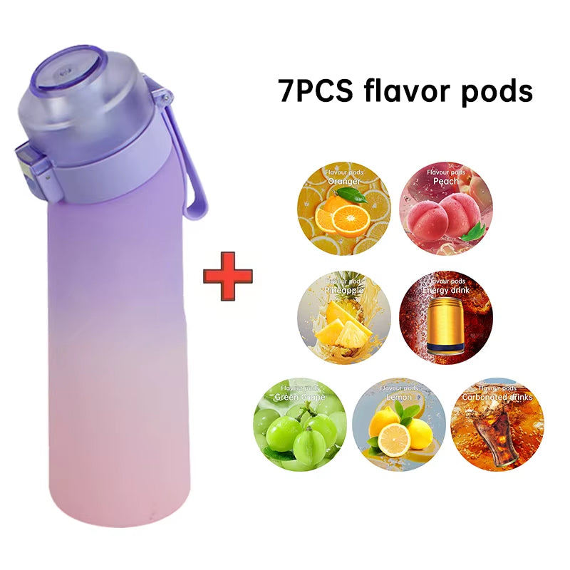 LUSOI 650ML Flavored Water Bottle with 7 Flavor Pods with Straw Suitable for Outdoor Sports for Thanksgiving/Christmas Gifts