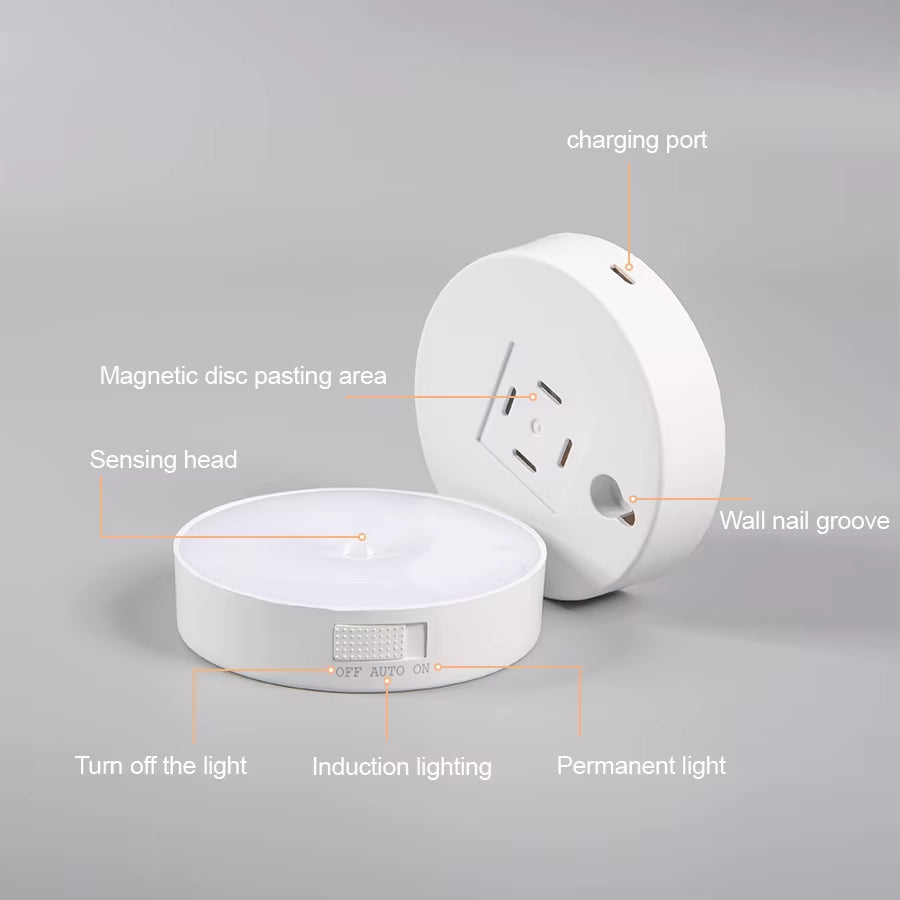 CY Motion Sensor LED Night Light USB Rechargeable for Kitchen Cabinet Wardrobe Lamp Staircase Wireless LED Closet Light